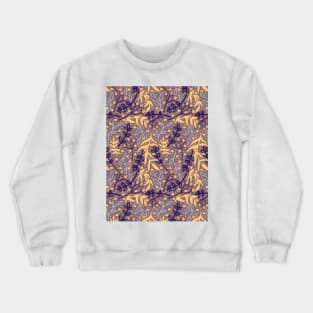 Botanicals and Dots - Hand Drawn Design -Yellow, Orange, Purple, Pink Crewneck Sweatshirt